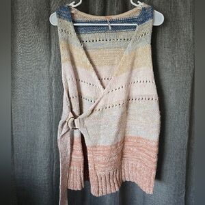 Free People Southwest Wrap Sweater Vest Tank Top Sz S Striped